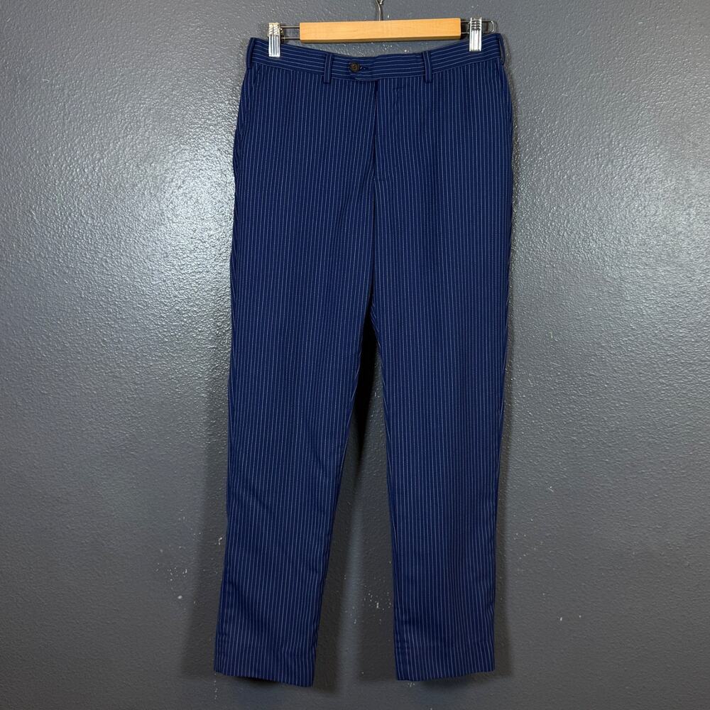 Suitsupply 31/28 men’s blue striped trousers classic chino pants READ